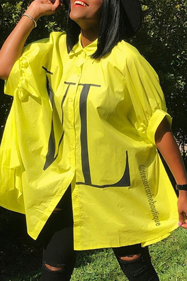 

Lovely Trendy Asymmetrical Yellow Shirt