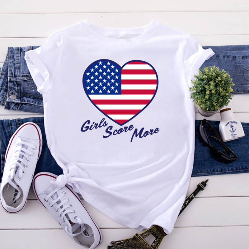 

Lovely Casual O Neck Heart Print White Plus Size T-shirt