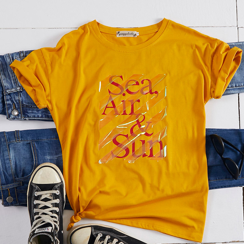 

Lovely Leisure Letter Print Yellow T-shirt