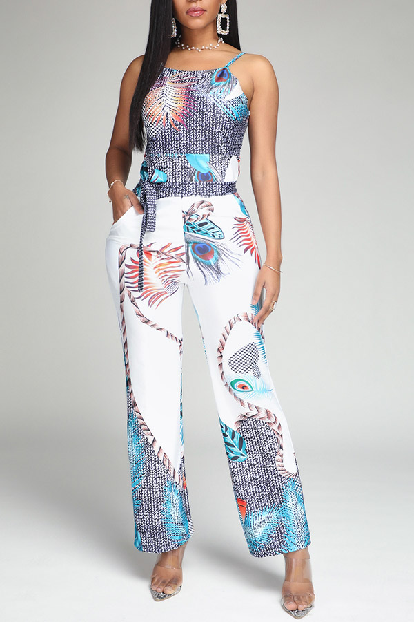 

Lovely Bohemian Print Multicolor One-piece Jumpsuit, Multi