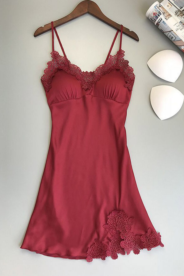 

Lovely Sexy Lace Patchwork Red Babydolls