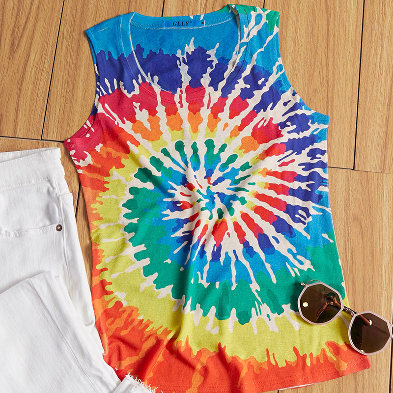 

Lovely Leisure Tie-dye Multicolor Camisole, Multi