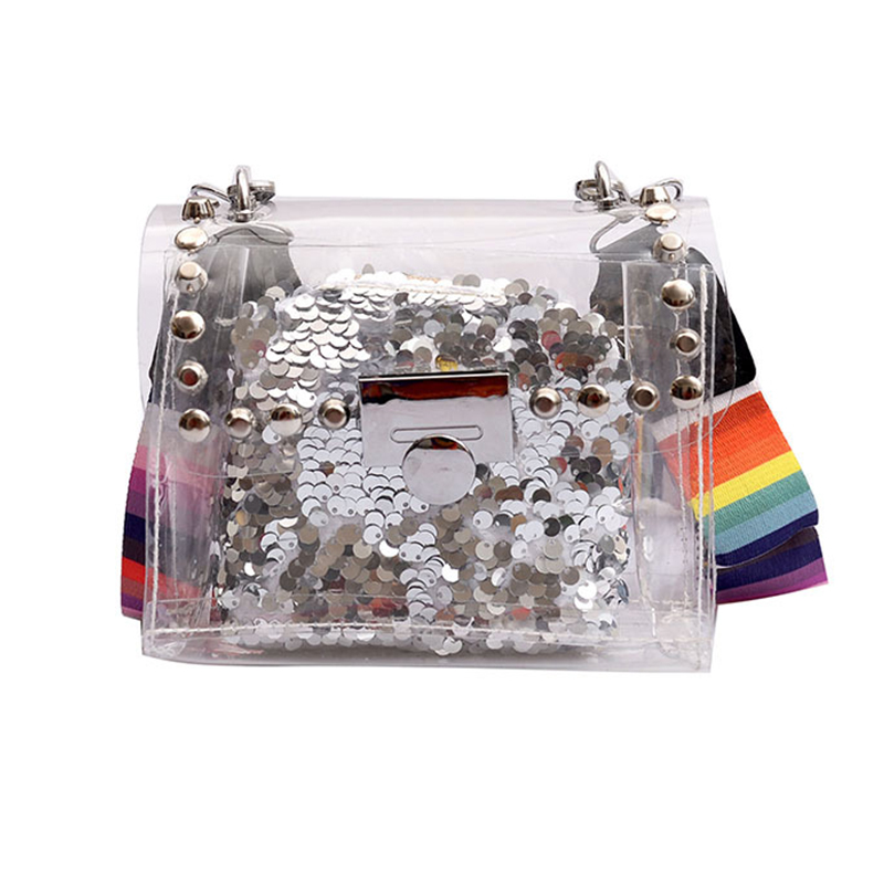 

Lovely Chic See-through Silve Messenger Bag, Silver