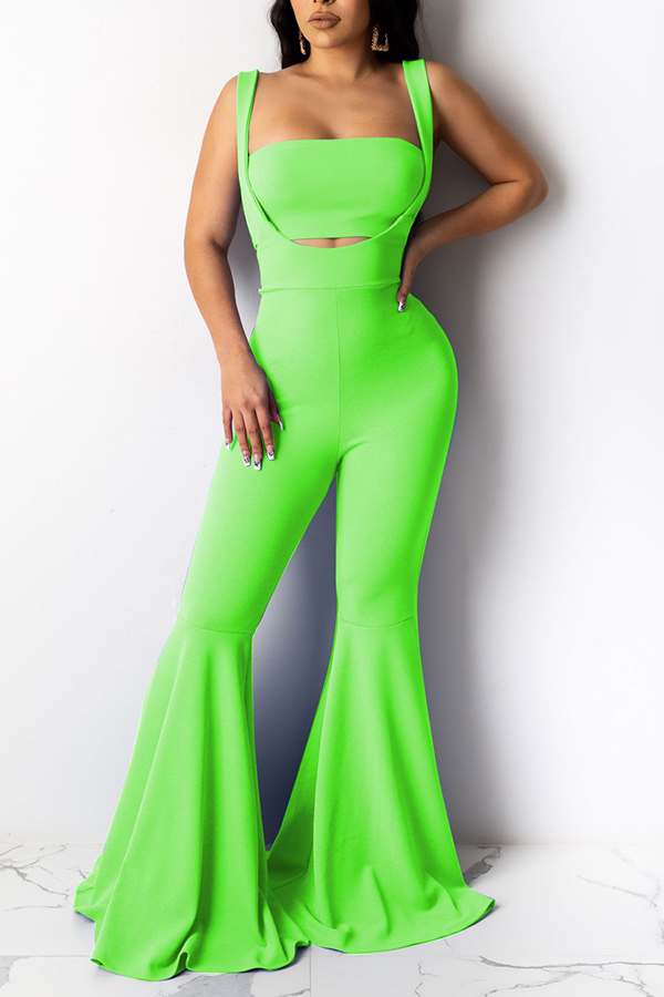 

Lovely Sexy Hollow-out Green Two-piece Pants Set