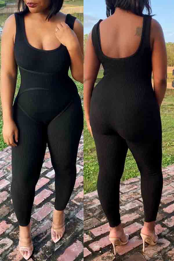 

Lovely Casual Basic Black One-piece Jumpsuit