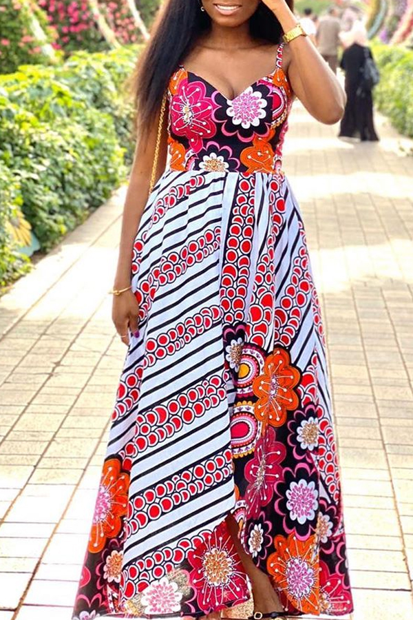 

Lovely Bohemian Print Multicolor Ankle Length Dress, Multi