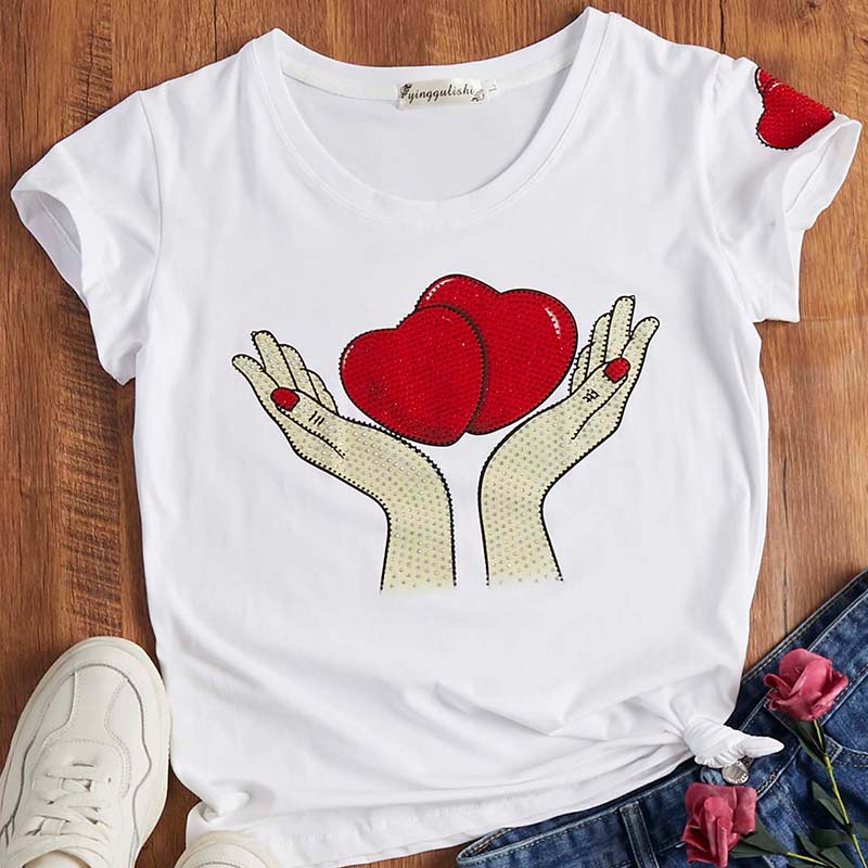 Lovely Leisure O Neck Print White T-shirt