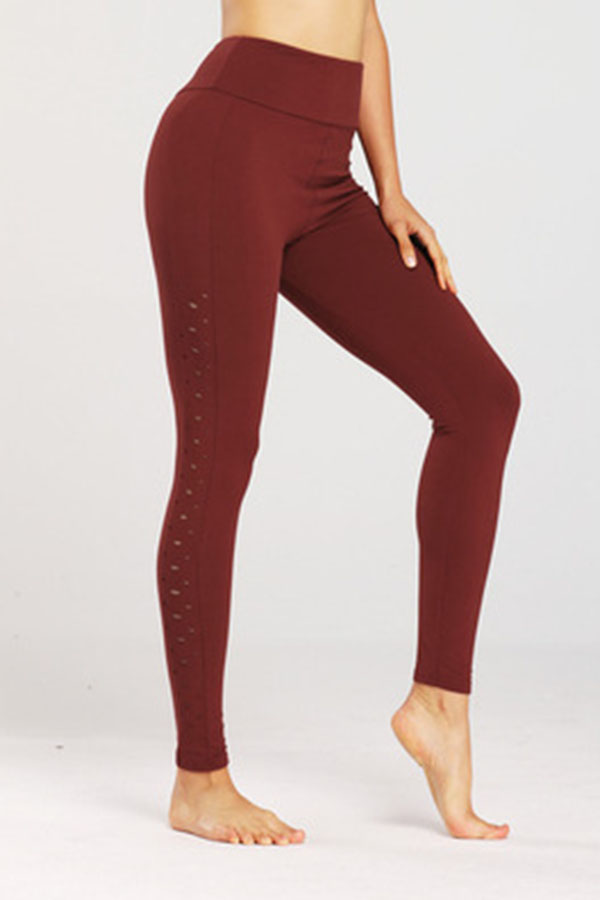 

Lovely Casual Basic Purplish Red Leggings