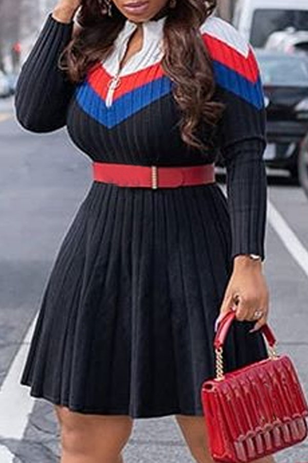 

Lovely Leisure Patchwork Black Mini Dress