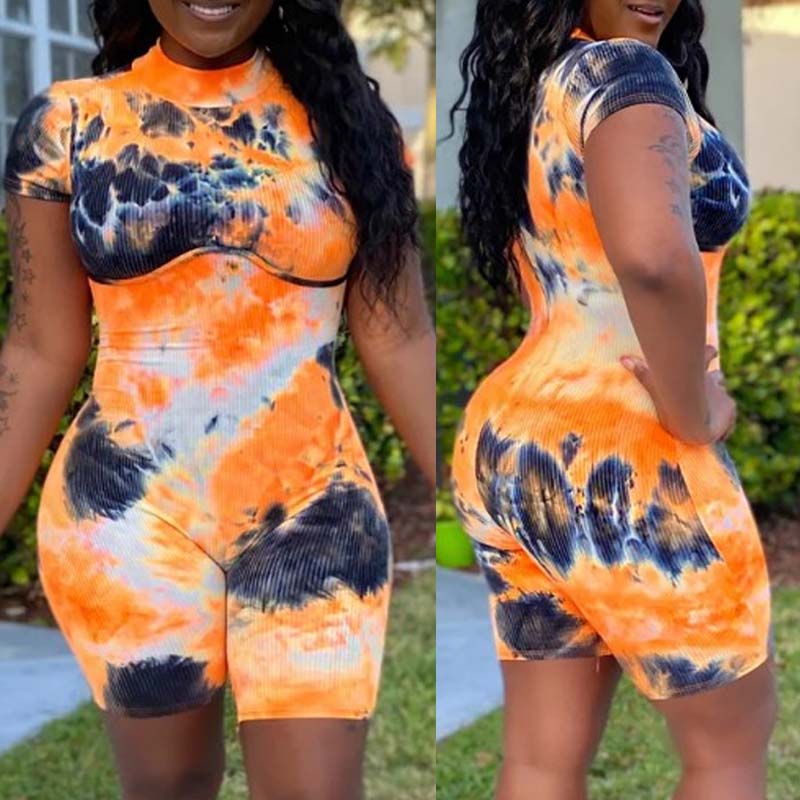

Lovely Leisure Tie-dye Orange One-piece Romper
