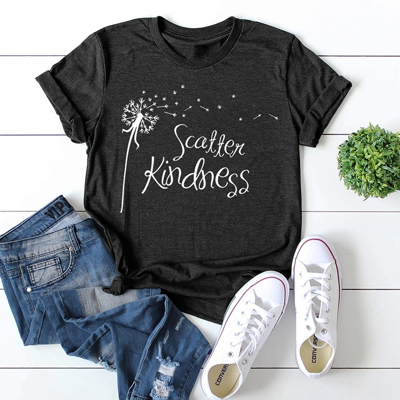 

Lovely Casual O Neck Letter Print Black T-shirt
