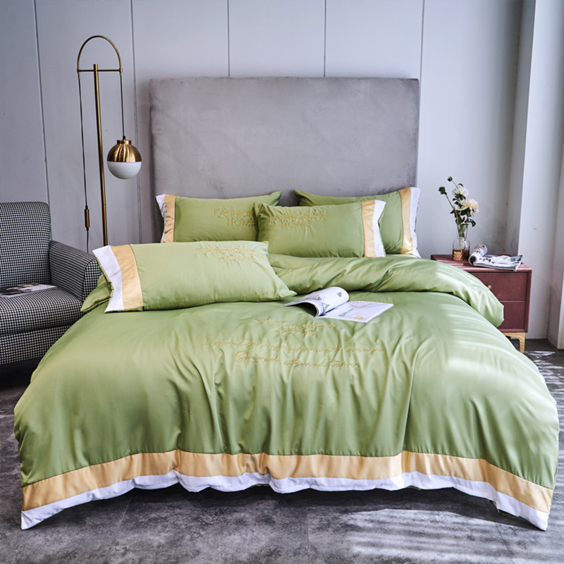 

Lovely Cosy Letter Print Green Bedding Set