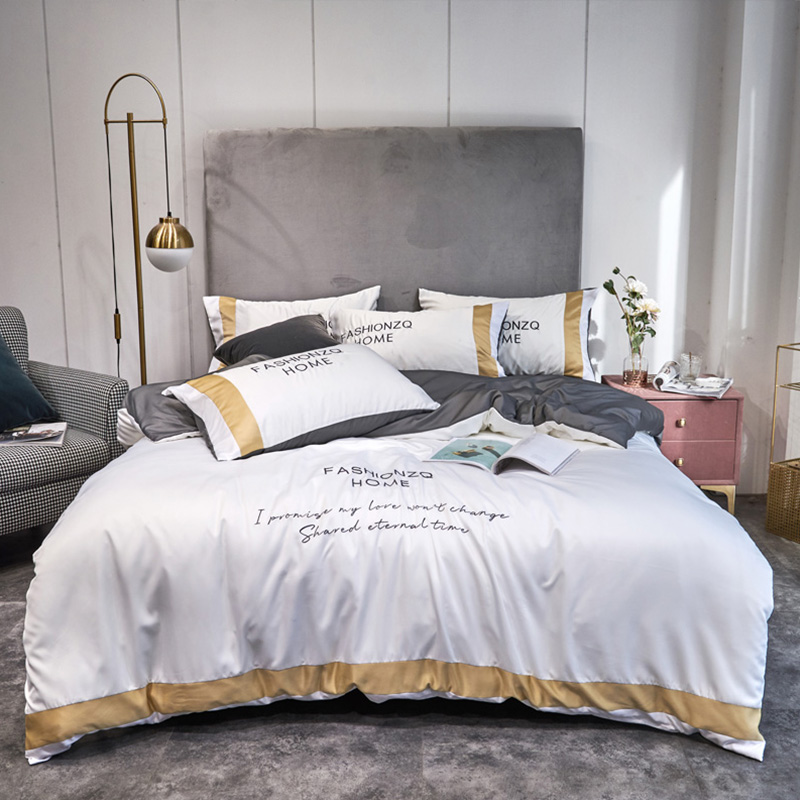 

Lovely Cosy Letter Print White Bedding Set