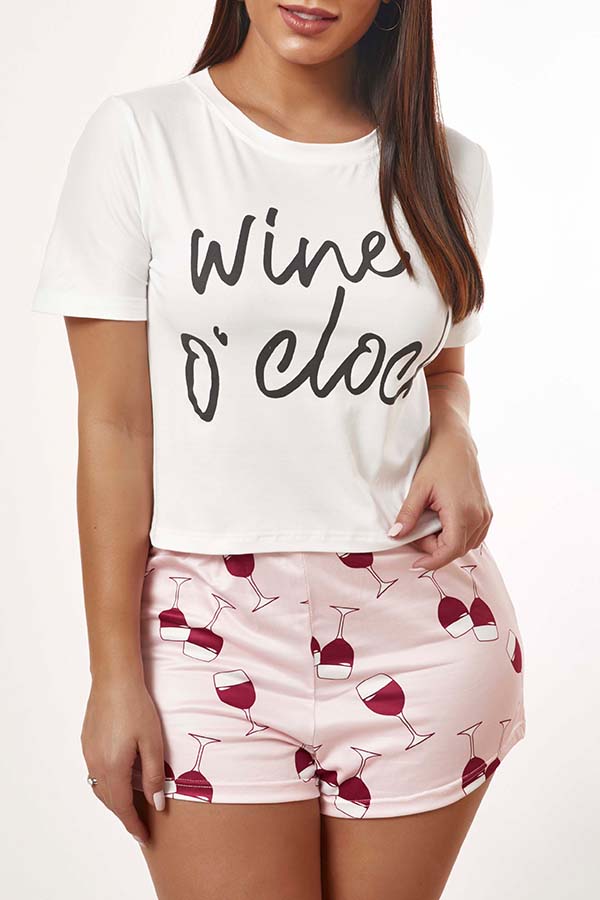 

Lovely Leisure Print White Sleepwear