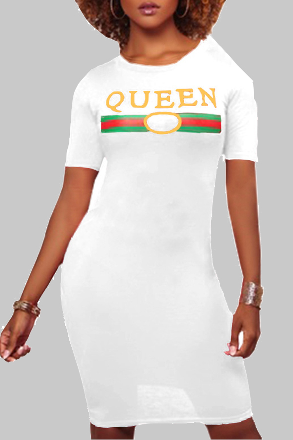 

Lovely Leisure Letter Print White Mini Dress