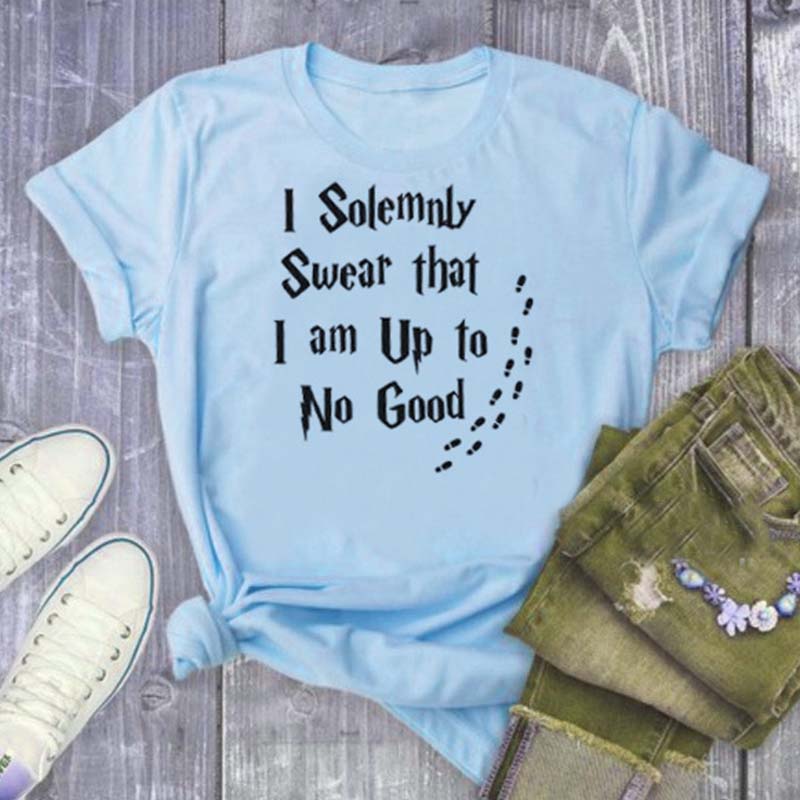 

Lovely Leisure O Neck Letter Print Baby Blue Plus Size T-shirt