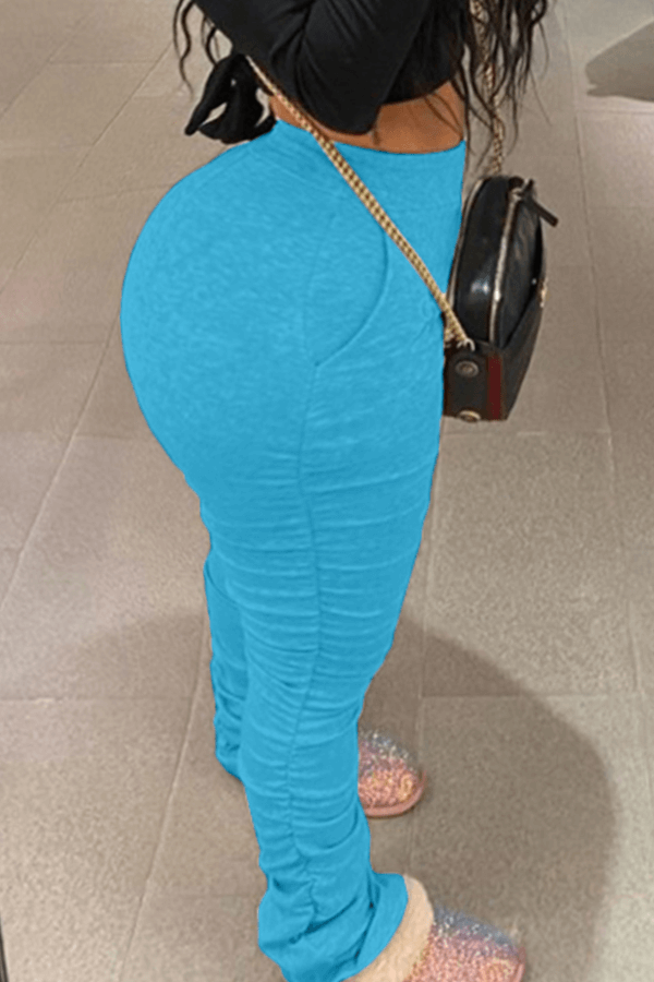 

Lovely Casual Basic Skinny Blue Pants