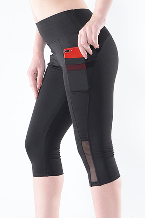

Lovely Sportswear Patchwork Black Leggings