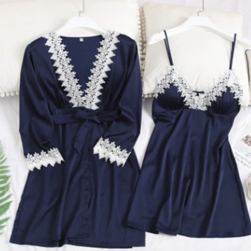 

Lovely Leisure Lace Hem Navy Blue Sleepwear
