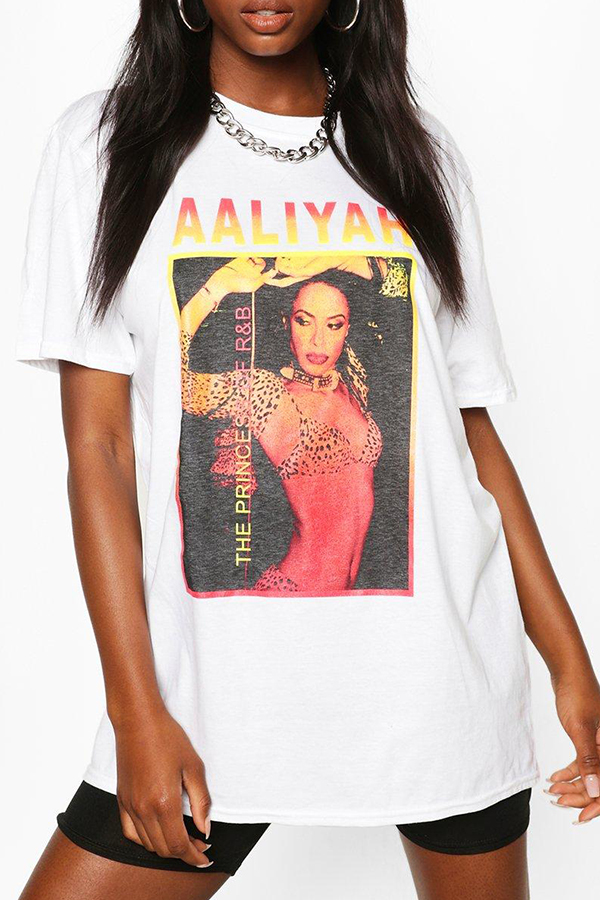 

Lovely Casual Print White T-shirt