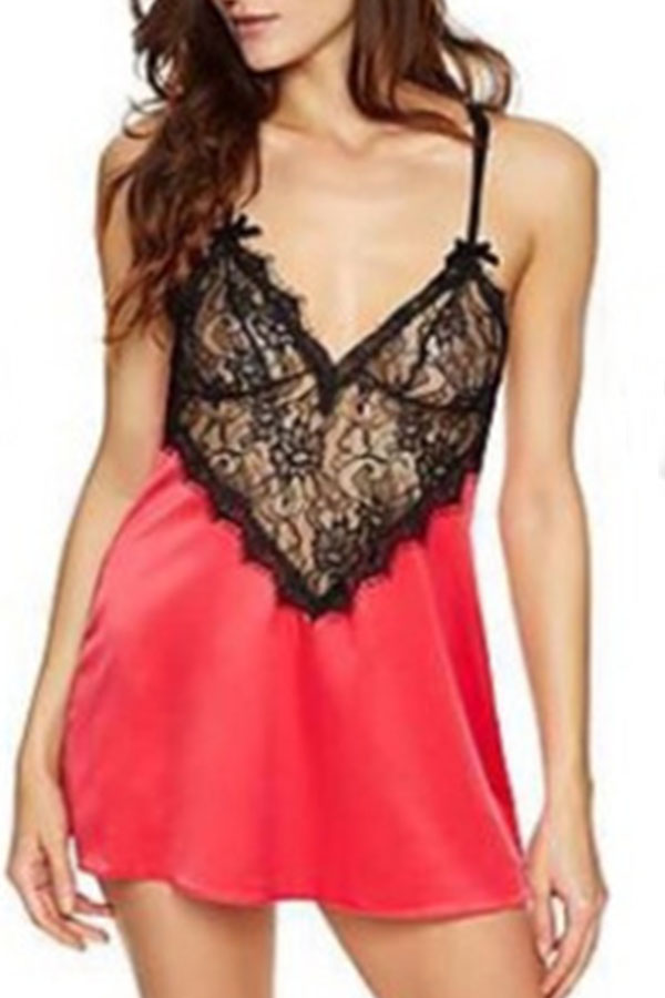 

Lovely Sexy See-through Red Sleepwear