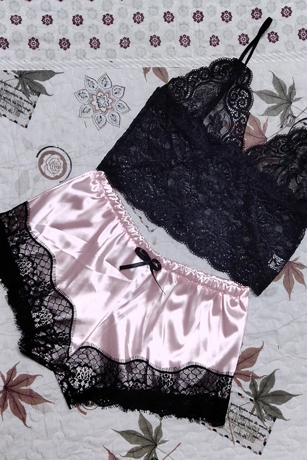 

Lovely Sexy Lace Hem Pink Babydolls