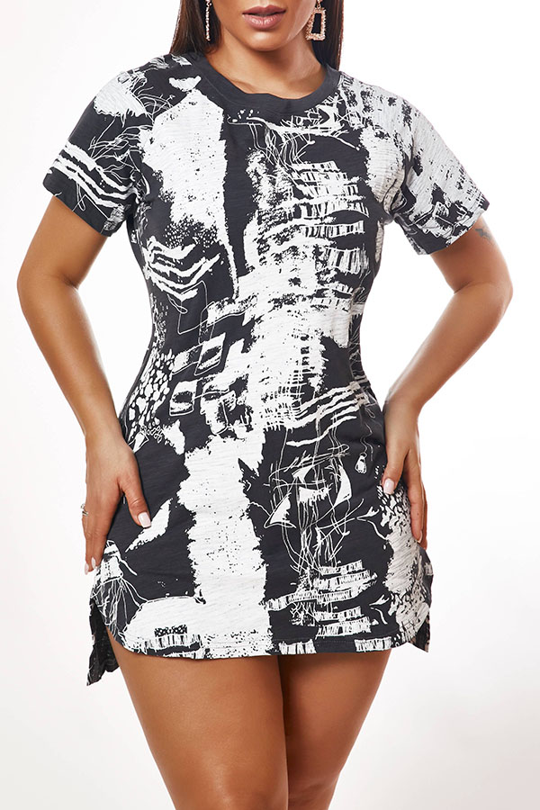 

Lovely Leisure Print Black Mini Dress