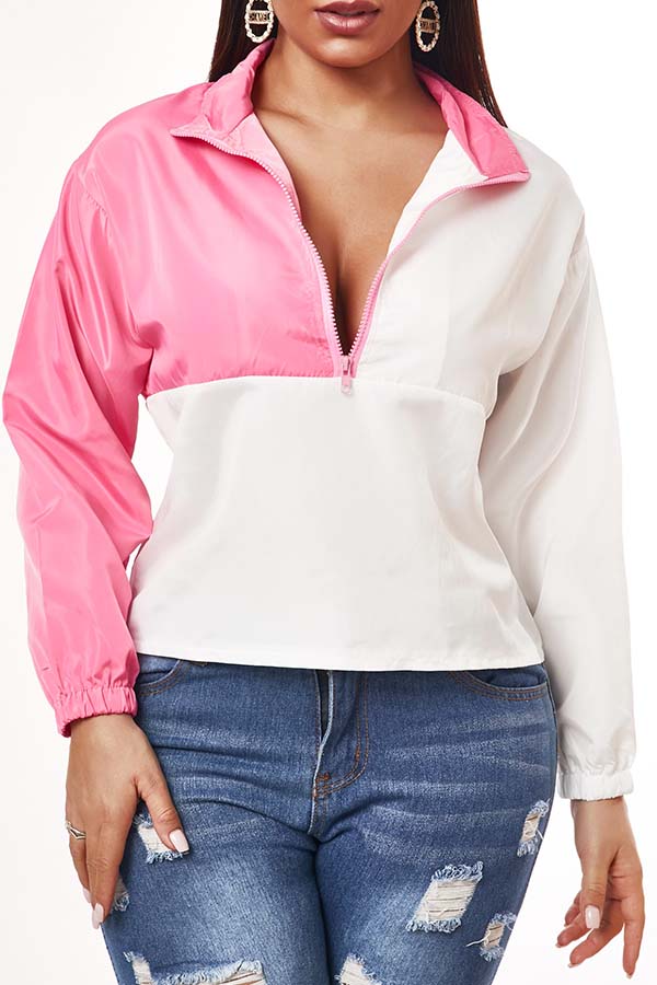 

Lovely Sportswear Patchwork Pink Blouse