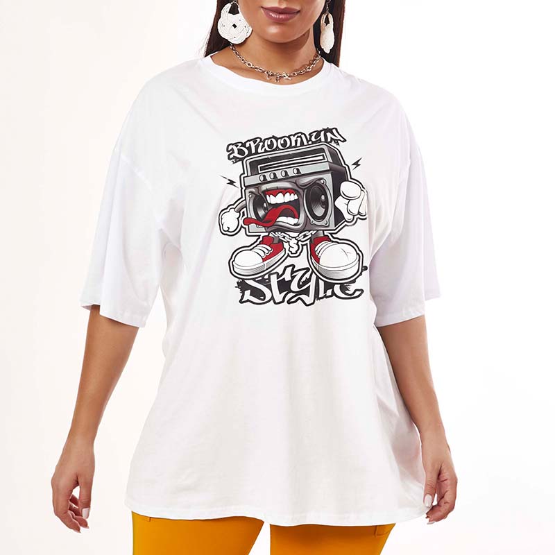 

Lovely Casual O Neck Cartoon Print White T-shirt