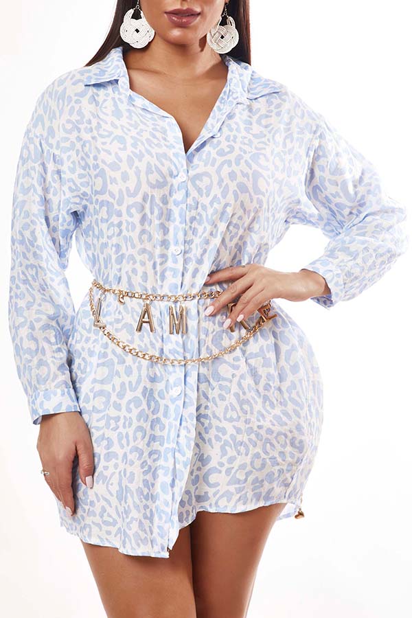 

Lovely Stylish Print Blue Mini Dress