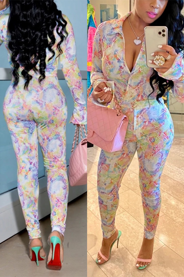 

Lovely Trendy Print Multicolor Two-piece Pants Set, Multi