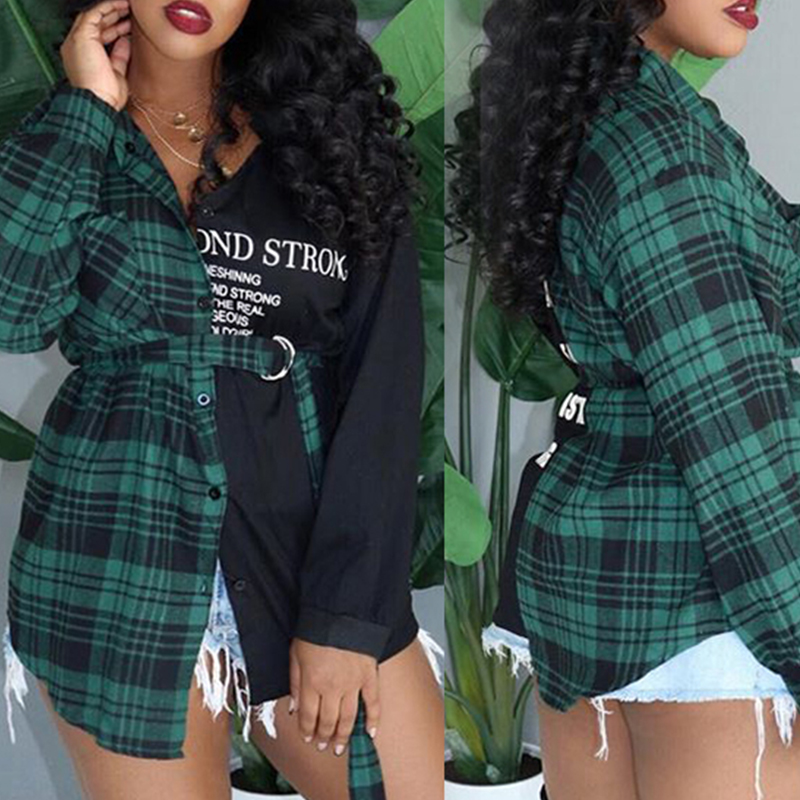 Lovely Trendy Patchwork Green Shirt