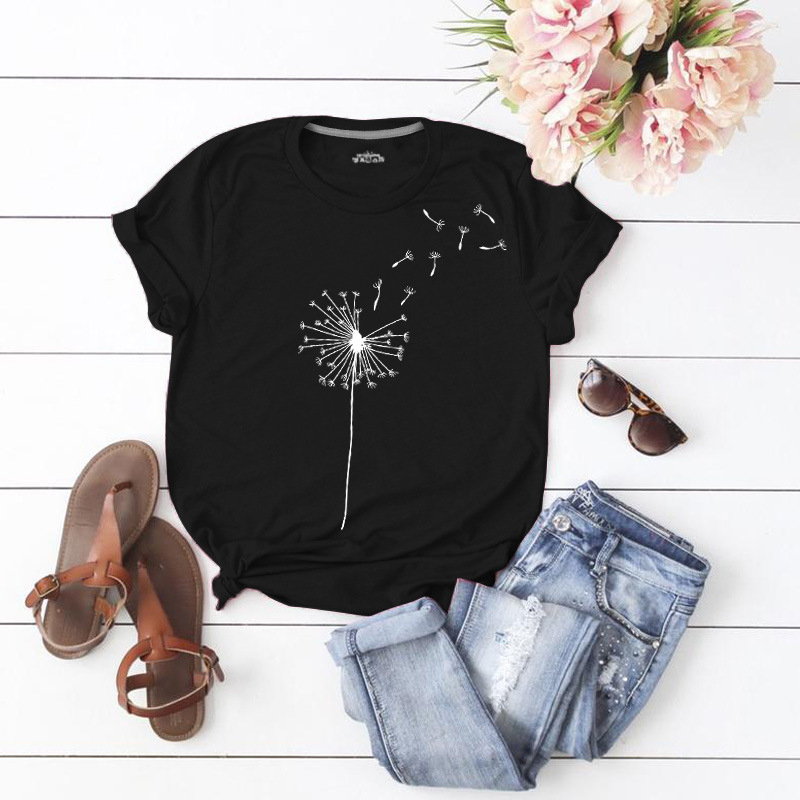 

Lovely Casual O Neck Print Black T-shirt