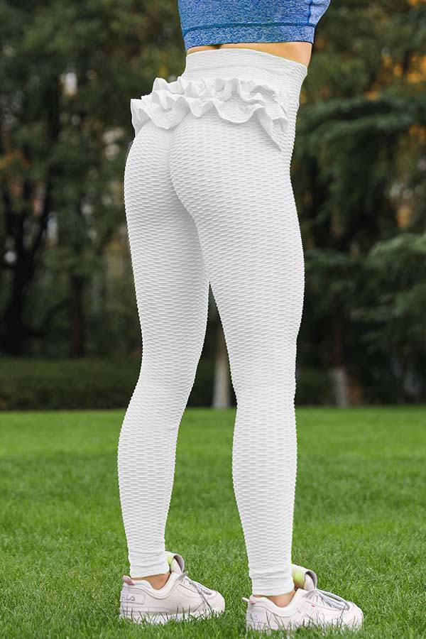 

Lovely Sportswear Flounce Design White Pants