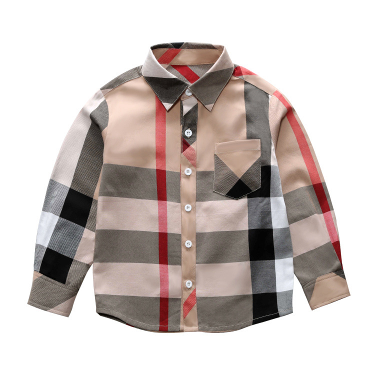

Lovely Chic Plaid Print Apricot Boys Shirt