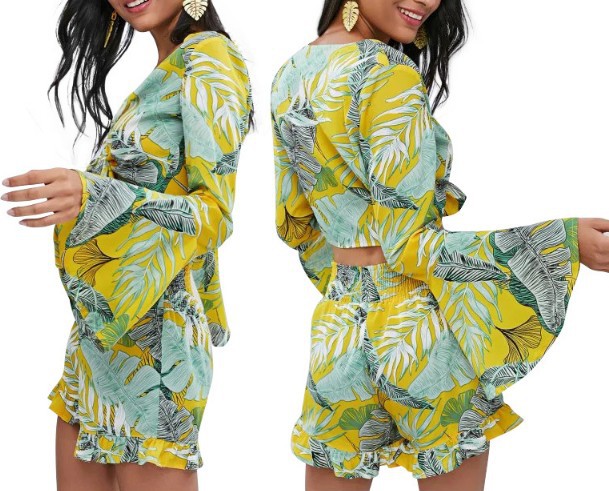 

Lovely Bohemian Print Multicolor Two-piece Shorts Set, Multi
