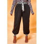 Lovely Casual Patchwork Black Plus Size Pants