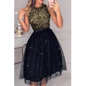 Lovely Sweet Sleeveless Black Knee Length Evening 