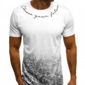 Lovely Leisure Basic Print White T-shirt