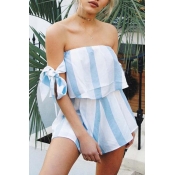 Lovely Chic Striped Blue One-piece Romper