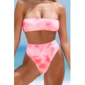 Lovely Tie-dye Pink Two-piece Swimsuit