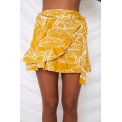 Lovely Sweet Print Yellow Skirt