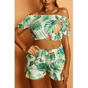 Lovely Chic Print Multicolor Two-piece Shorts Set