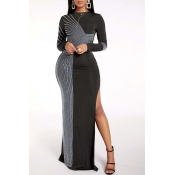 Lovely Stylish Patchwork Black Maxi Dress