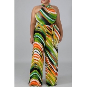 Lovely Casual Striped Print Multicolor Plus Size O