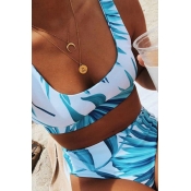 Lovely Print Blue Bathing Suit Two-piece Swimsuit