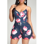 Lovely Leisure Print Deep Blue One-piece Romper