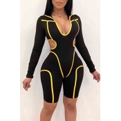 Lovely Trendy Hollow-out Black One-piece Romper