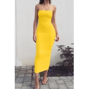 Lovely Leisure Basic Skinny Yellow Ankle Length Dr