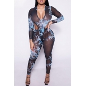 Lovely Stylish Print Black Two-piece Pants Set